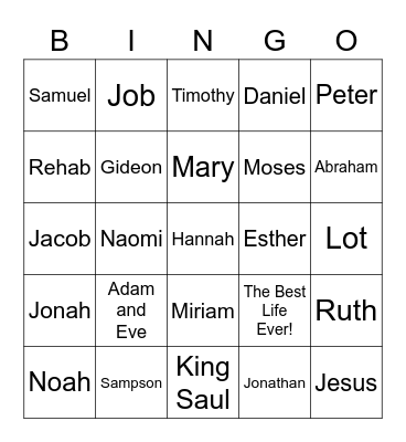 Bible Character Bingo! Bingo Card