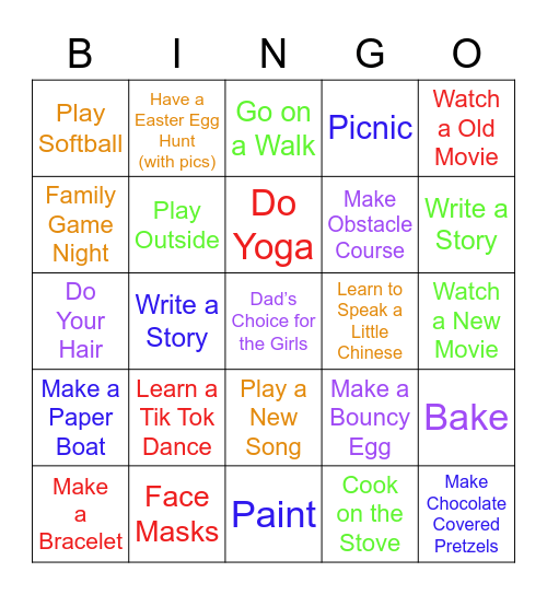 Girl Time Bingo Card