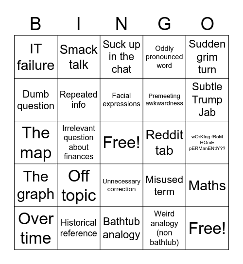 Town Hall Bingo Card