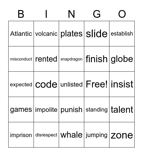 Fun Friday Bingo Card