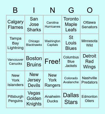 Hockey Team Bingo!!! Bingo Card