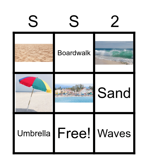 Beach Vocabulary Bingo Card