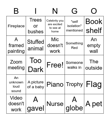 Televised speaking/performing at home Bingo Card