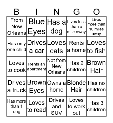 Manhattan Bingo Card