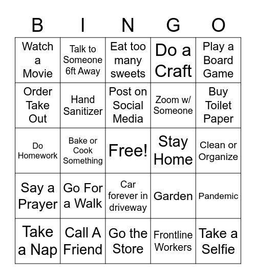 Lockdown Bingo Card