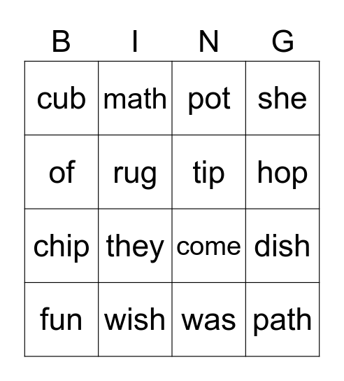 Kindergarten Bingo! Bingo Card