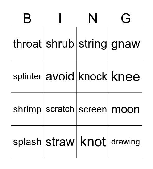 WORD BINGO #2 (APRIL 30) Bingo Card