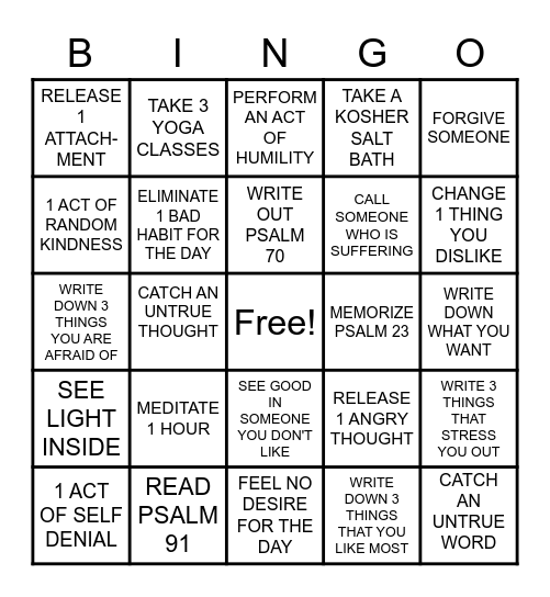 MIRAJI SPIRITUAL BINGO Card