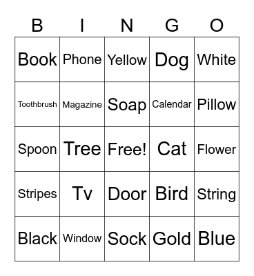I Spy Bingo Card
