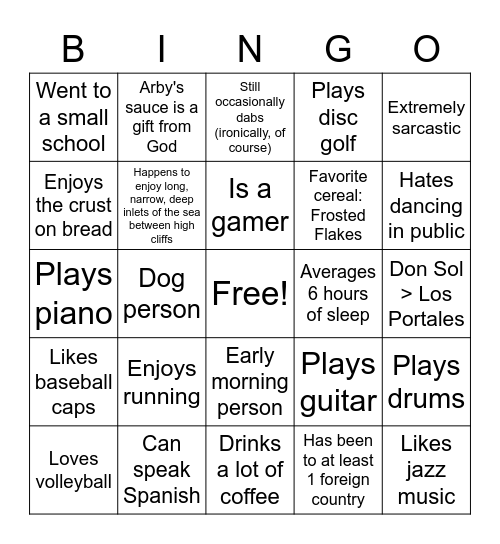 Tyler Bingo Card