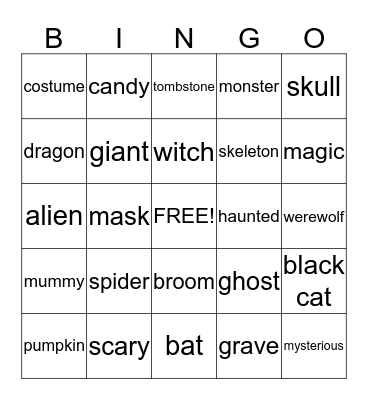 ¡HALLOWEEN! Bingo Card