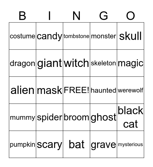 ¡HALLOWEEN! Bingo Card