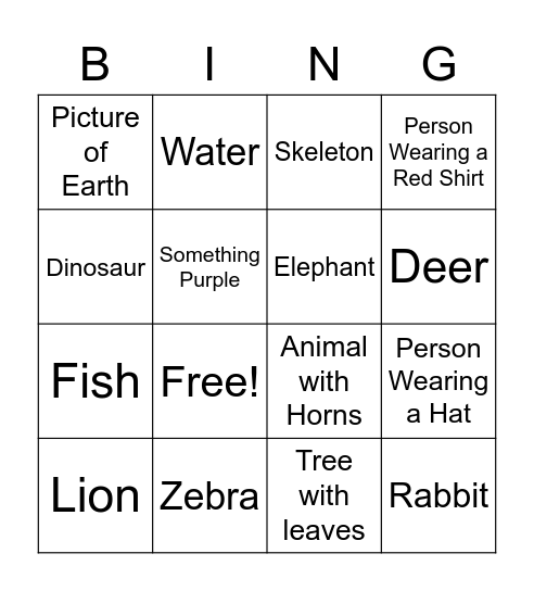 Museum of Natural History Bingo Card