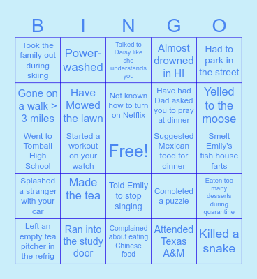WEDEMEYER BINGO Card