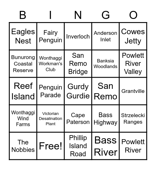 Bass Coast Bingo Card