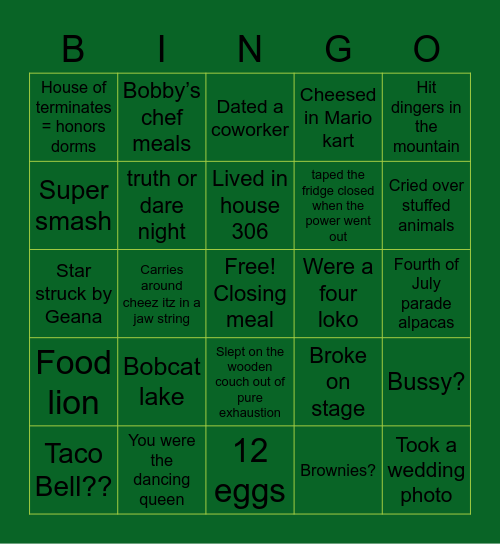 LMST intern 2019 Bingo Card