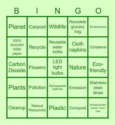 Chicago Earth Day Happy Hour Bingo Card