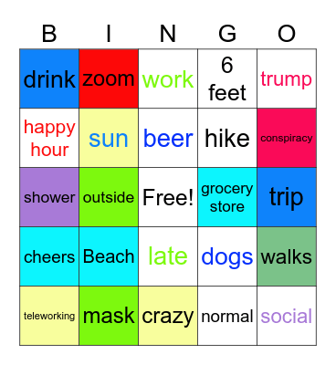 2020 COVID 19 Friends in Lockdown Bingo Card