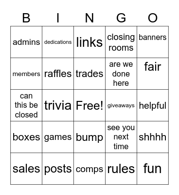 Candy Shack Bingo Card