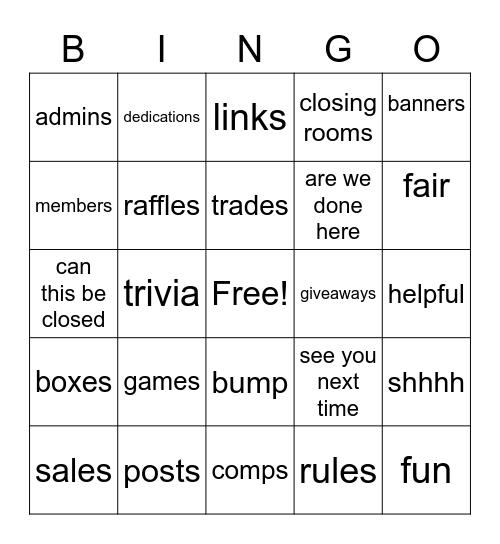 Candy Shack Bingo Card