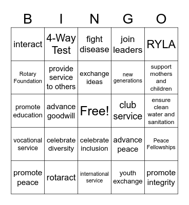 Rotary Bingo Card