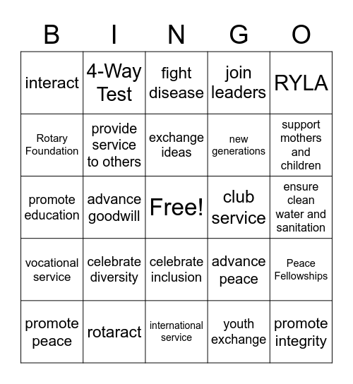 Rotary Bingo Card