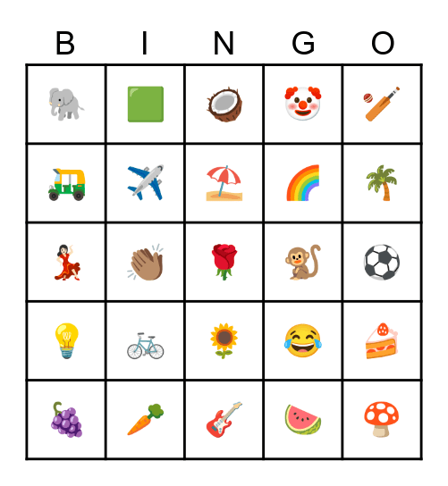 Emojii Bingo Card