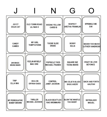 JINGO Bingo Card