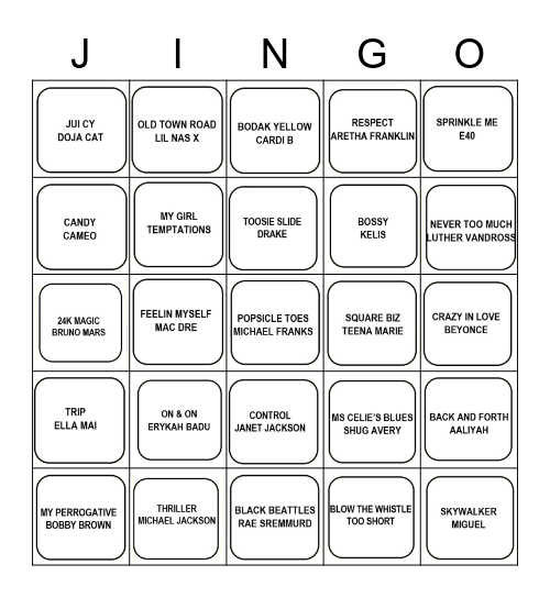 JINGO Bingo Card