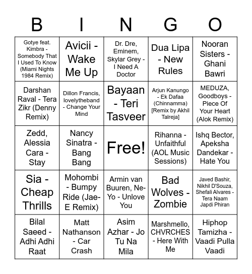 The Depresso Partha Aesthetic Bingo Card