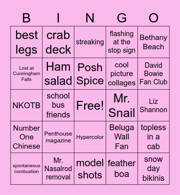Old Memories of Casey Bingo Card