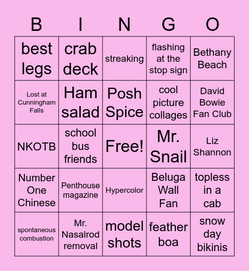 Old Memories of Casey Bingo Card
