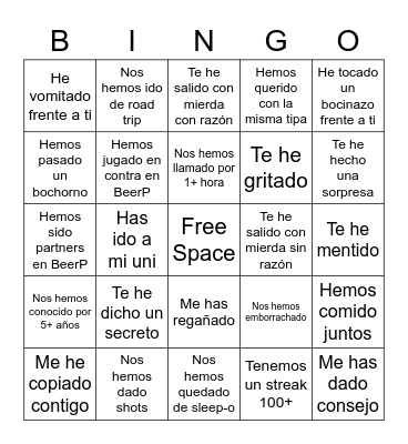 Manu Bingo Card