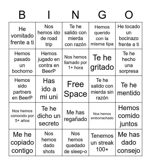 Manu Bingo Card