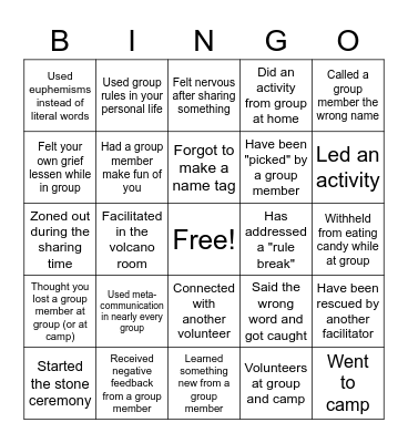 Volunteer Appreciation Bingo Card