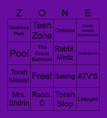 Torah Mates Bingo Card