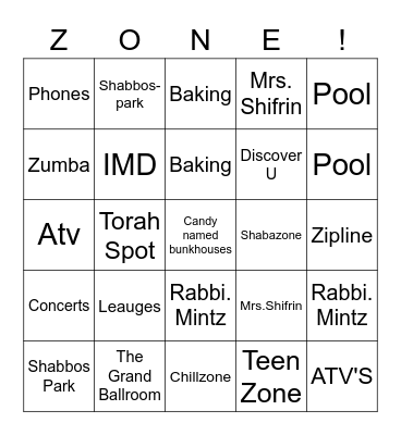 Torah Mates Bingo Card
