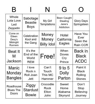 WHS Rock & Roll Bingo Card2! Bingo Card