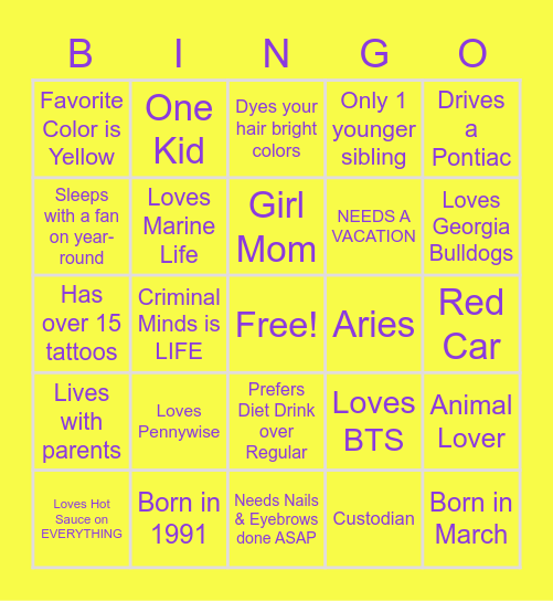 Steph's Bingo Card