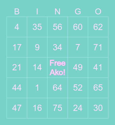 Bingo ko Toh! Bingo Card