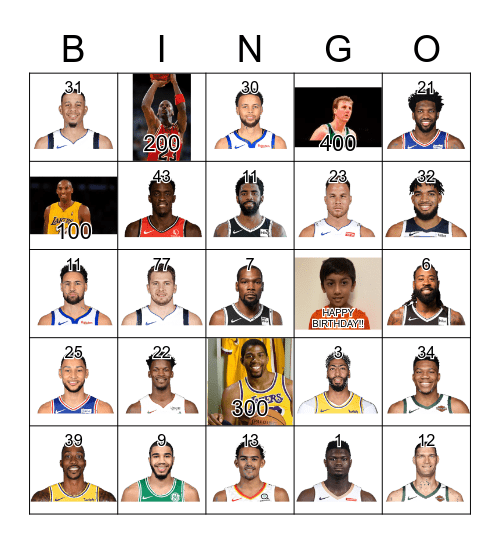 Abhinav's Basketball Bingo Card