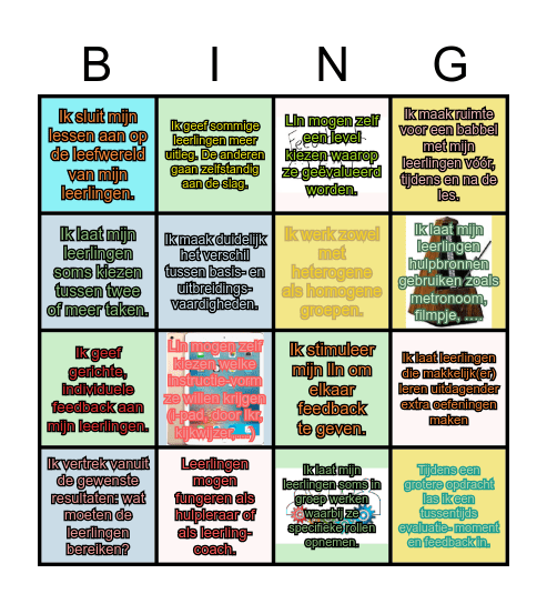 differentiatie bingo Card