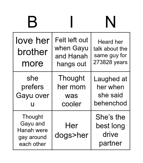 Hanah bingo lol Bingo Card