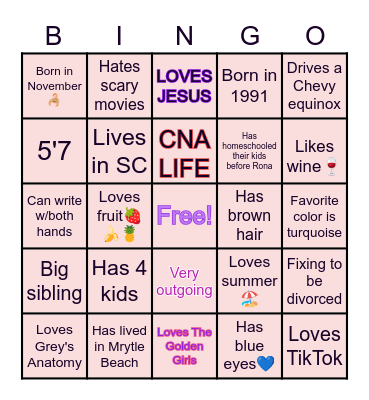 TORRIE'S BINGO Card