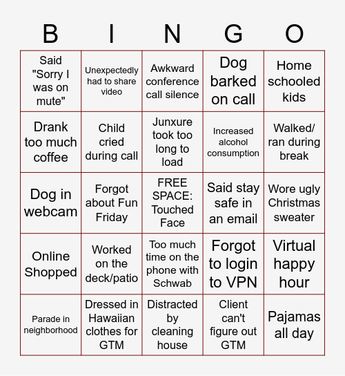 BKDWA Bingo Card