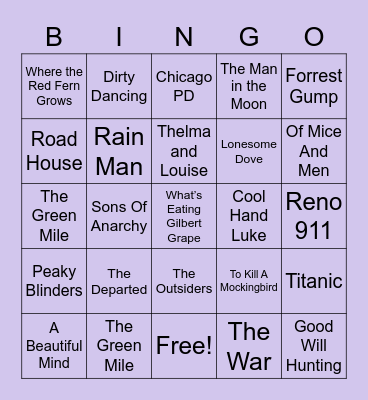 Movie/TV Bingo Card