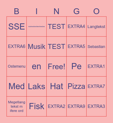 Sebastian og Per leger i mudder Bingo Card