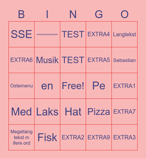 Sebastian og Per leger i mudder Bingo Card