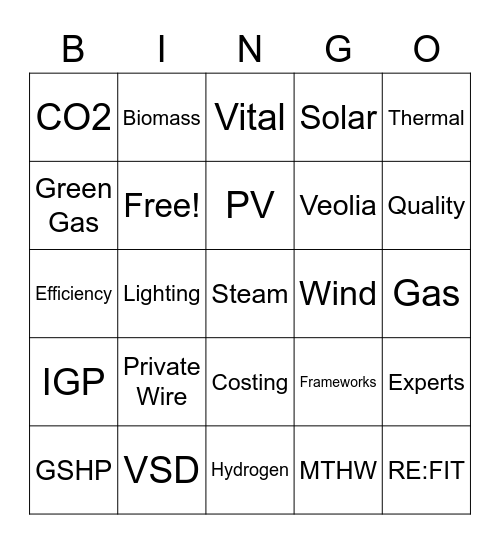 Ameresco Bingo Card