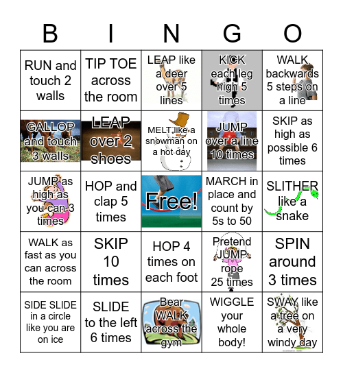 Locomotor BINGO Card